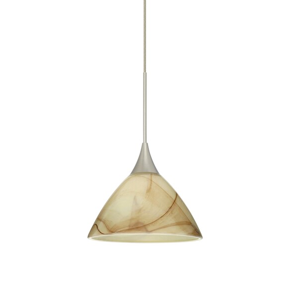 Besa Lighting Domi Cord Pendant, Mocha, Satin Nickel Finish, 1x50W Halogen 1XT-174383-SN - main